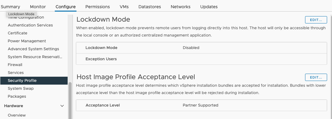 Configure Lockdown Mode ESXi Lockdown Mode – VM Infrastructure